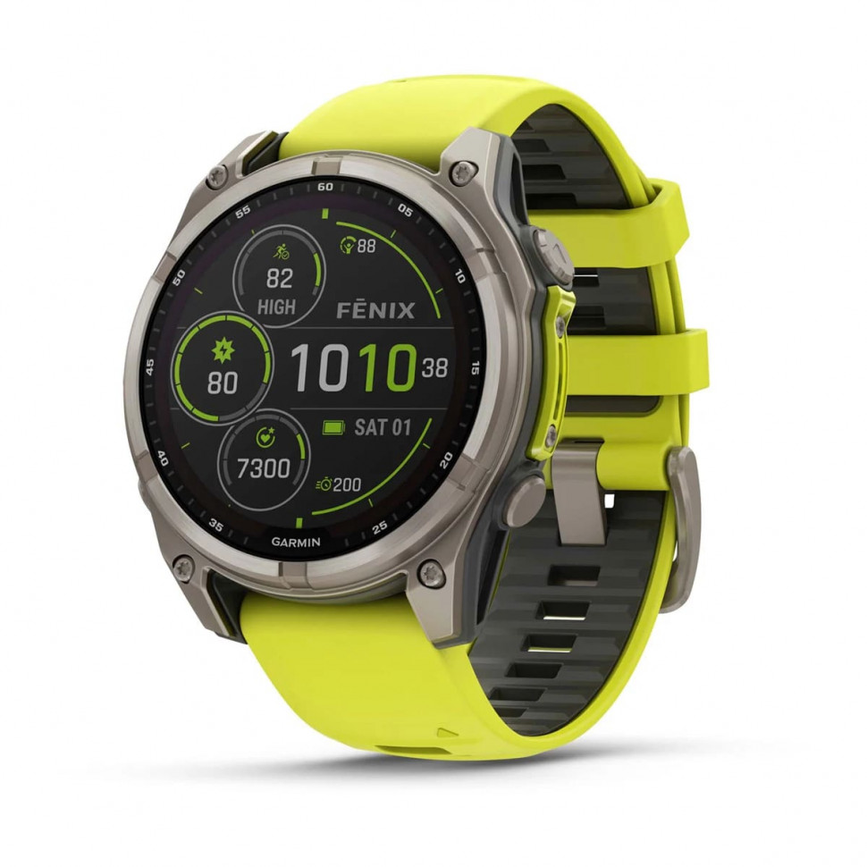 Умные часы Garmin Fenix 8 47mm SOLAR Sapphire Titanium with Amp Yellow/Graphite Silicone Band (010-02906-20)