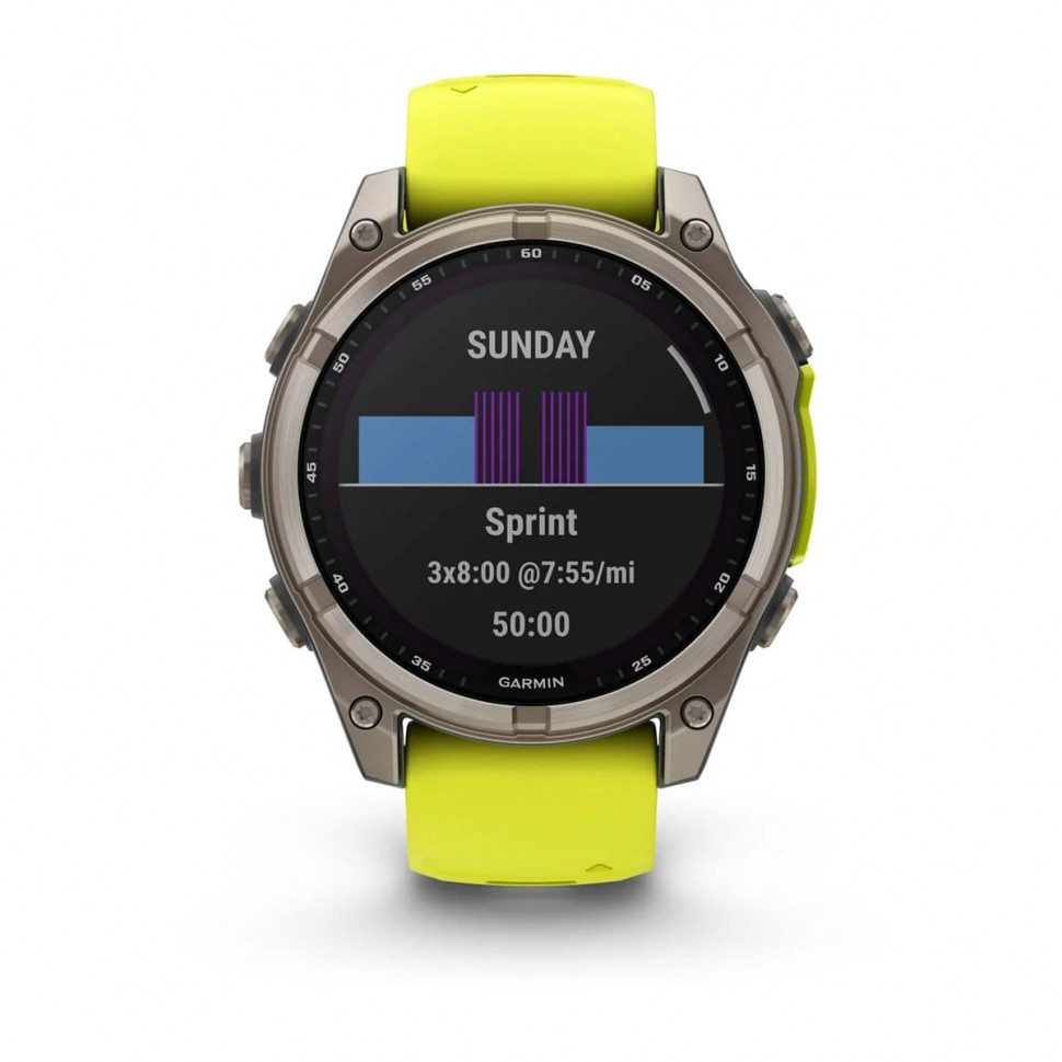 Умные часы Garmin Fenix 8 47mm SOLAR Sapphire Titanium with Amp Yellow/Graphite Silicone Band (010-02906-20)