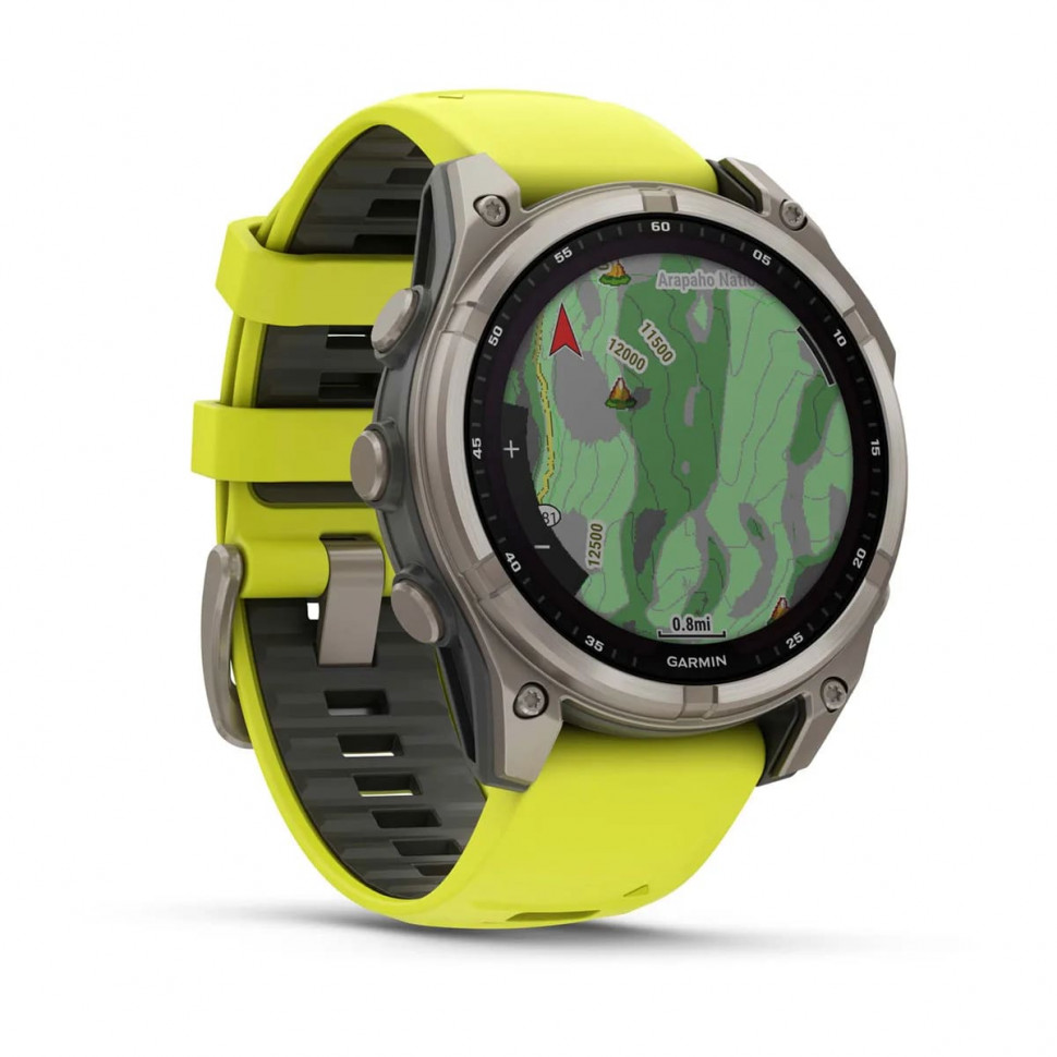 Умные часы Garmin Fenix 8 47mm SOLAR Sapphire Titanium with Amp Yellow/Graphite Silicone Band (010-02906-20)