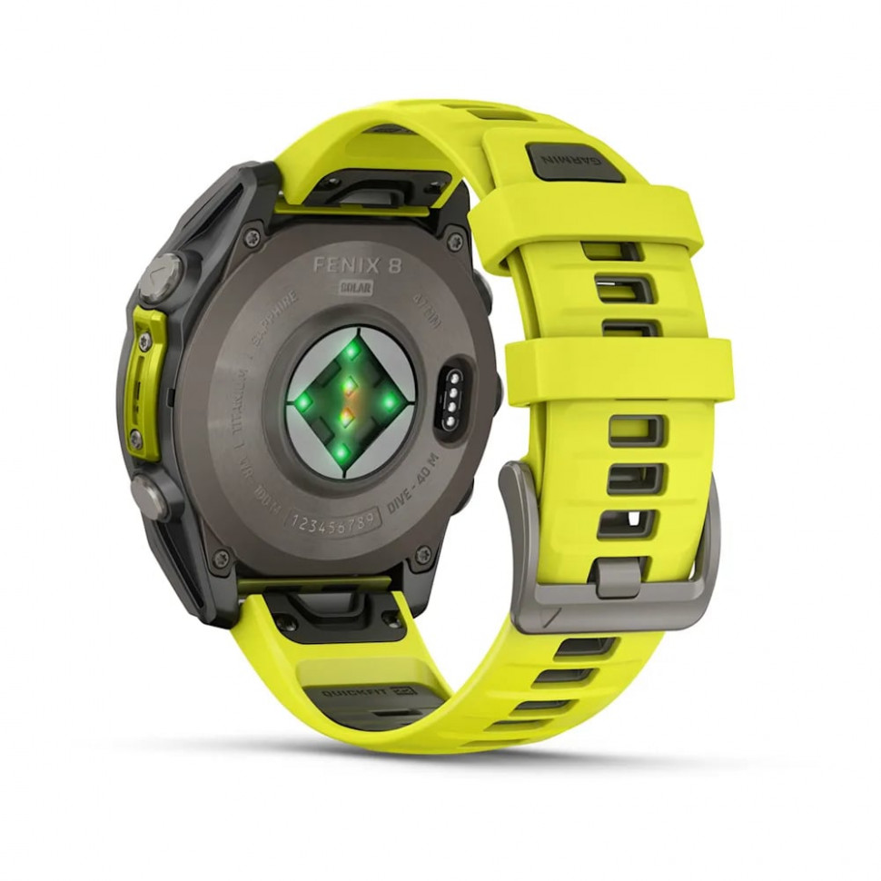 Умные часы Garmin Fenix 8 47mm SOLAR Sapphire Titanium with Amp Yellow/Graphite Silicone Band (010-02906-20)