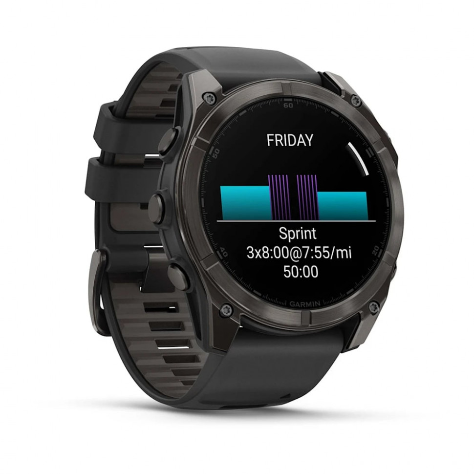 Умные часы Garmin Fenix 8 51mm AMOLED Sapphire Carbon Gray DLC Titanium with Black/Pebble Gray Silicone Band (010-02905-20)