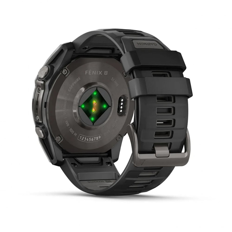 Умные часы Garmin Fenix 8 51mm AMOLED Sapphire Carbon Gray DLC Titanium with Black/Pebble Gray Silicone Band (010-02905-20)