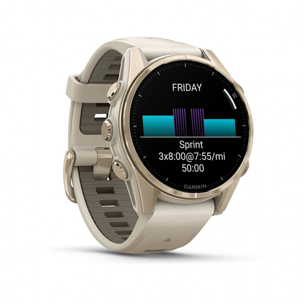 Умные часы Garmin Fenix 8 43mm AMOLED Sapphire Soft Gold with Fog Gray/Dark Sandstone Silicone Band (010-02903-10)