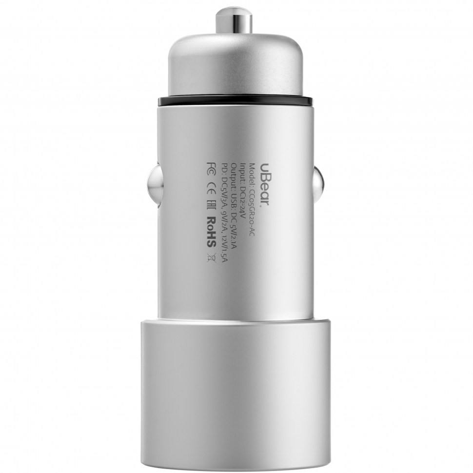 Автомобильное зарядное устройство uBear Ride Car Chargen USB-A/USB-C 20W Серебро