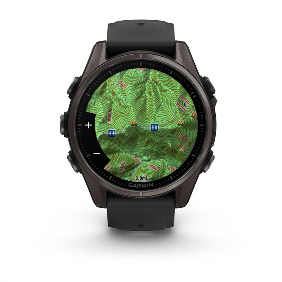 Умные часы Garmin Fenix 8 43mm AMOLED Sapphire Carbon Gray DLC Titanium with Black/Pebble Gray Silicone Band (010-02903-21)
