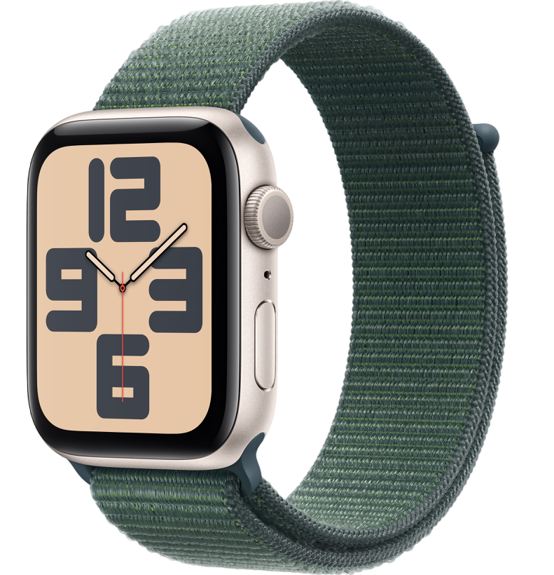 Умные часы Apple Watch SE 2024 44mm Starlight Aluminum Case with Lake Green Sport Loop