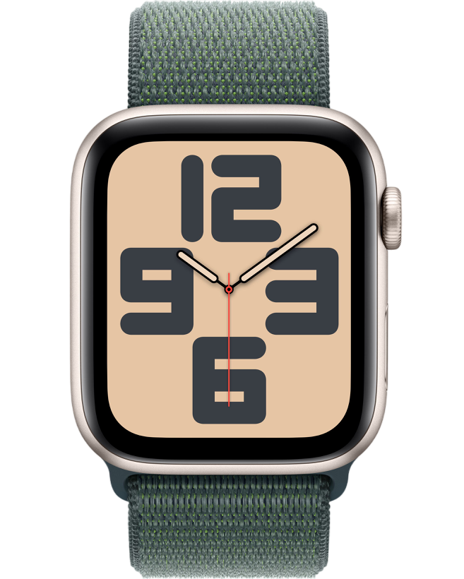 Умные часы Apple Watch SE 2024 44mm Starlight Aluminum Case with Lake Green Sport Loop