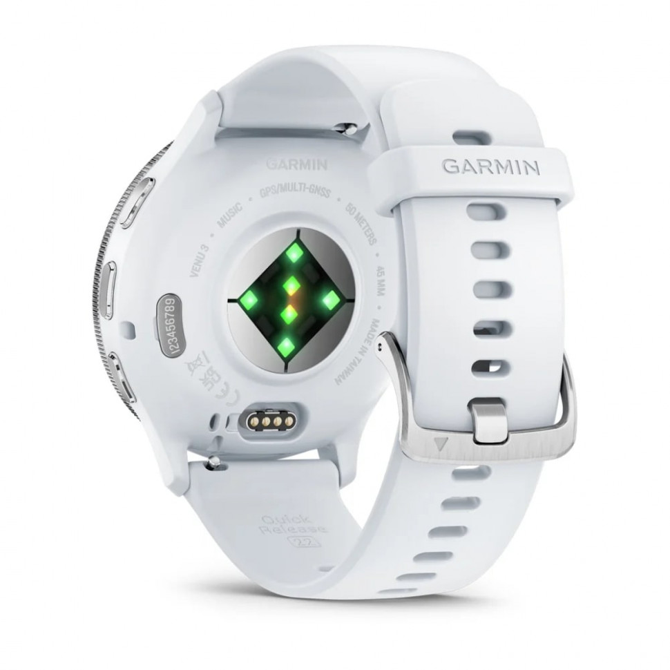 Умные часы Garmin Venu 3 45mm Silver Stainless Steel Bezel with Whitestone Case and Silicone Band (010-02784-00)