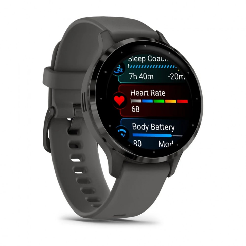 Умные часы Garmin Venu 3S 41mm Slate Stainless Steel Bezel with Pebble Gray Case and Silicone Band (010-02785-00)
