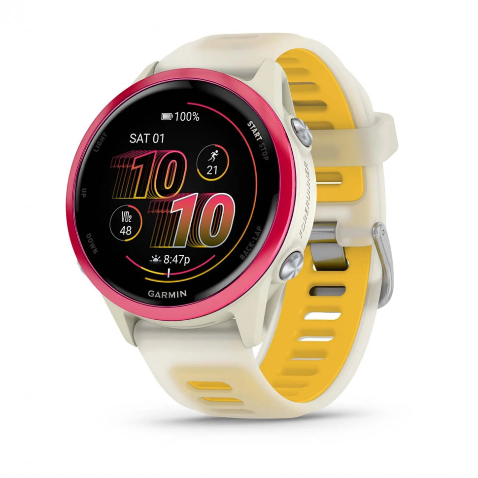 Умные часы Garmin Forerunner 570 42mm Raspberry Aluminum with Translucent Bone/Mango Band (010-02970-02)