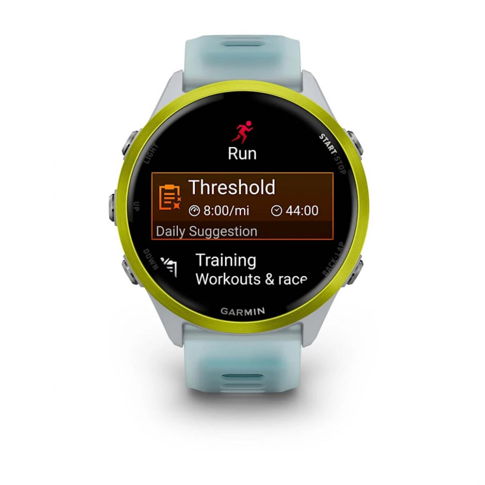 Умные часы Garmin Forerunner 570 47mm Amp Yellow Aluminum with Translucent Whitestone/Turquoise Band (010-02971-01)