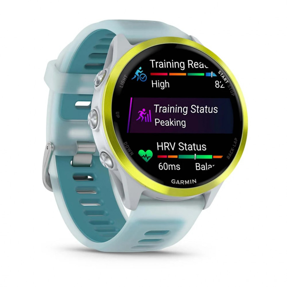 Умные часы Garmin Forerunner 570 47mm Amp Yellow Aluminum with Translucent Whitestone/Turquoise Band (010-02971-01)