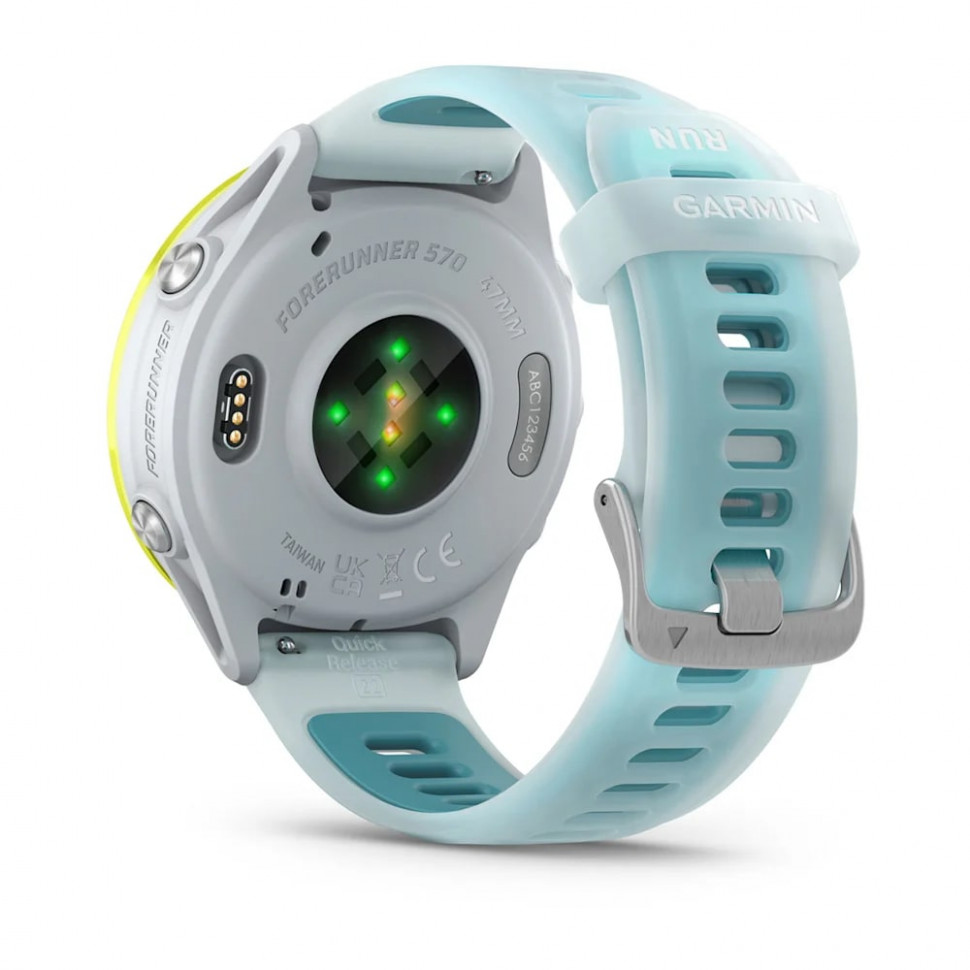 Умные часы Garmin Forerunner 570 47mm Amp Yellow Aluminum with Translucent Whitestone/Turquoise Band (010-02971-01)
