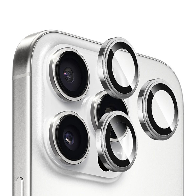 Защитное стекло на камеру HOCO V12 Plus для iPhone 16 Pro/16 Pro Max Серебро