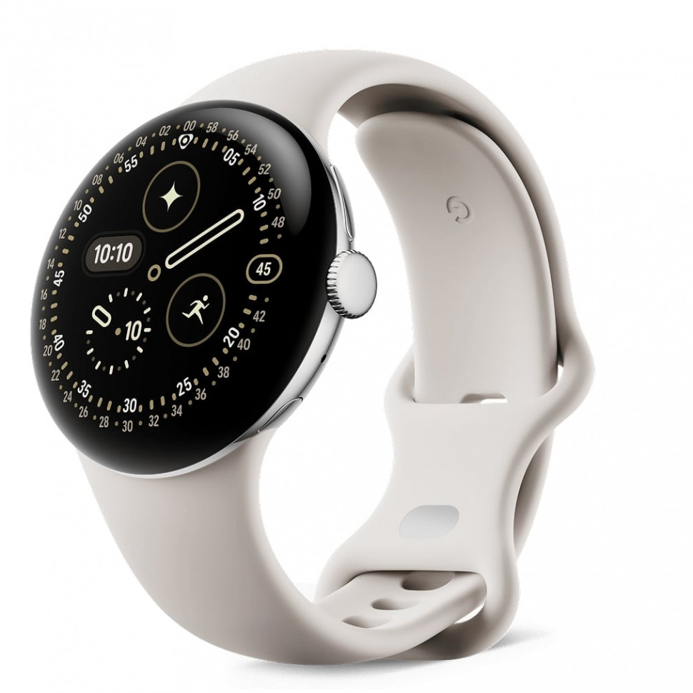 Умные часы Google Pixel Watch 4 41mm Wi-Fi Серебряный/Бежевый (Polished Silver/Porcelain)