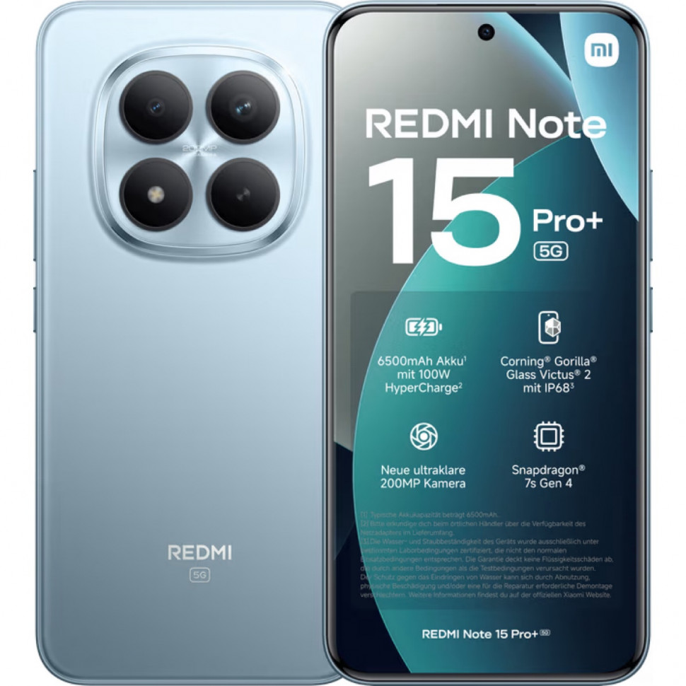Смартфон Xiaomi Redmi Note 15 Pro+ 5G 8/256GB Голубой (Glacier Blue)