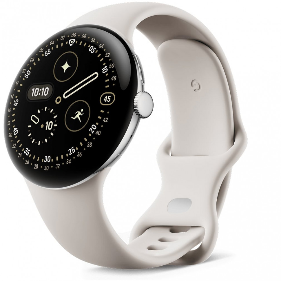 Умные часы Google Pixel Watch 4 45mm Wi-Fi Серебряный/Бежевый (Polished Silver/Porcelain)
