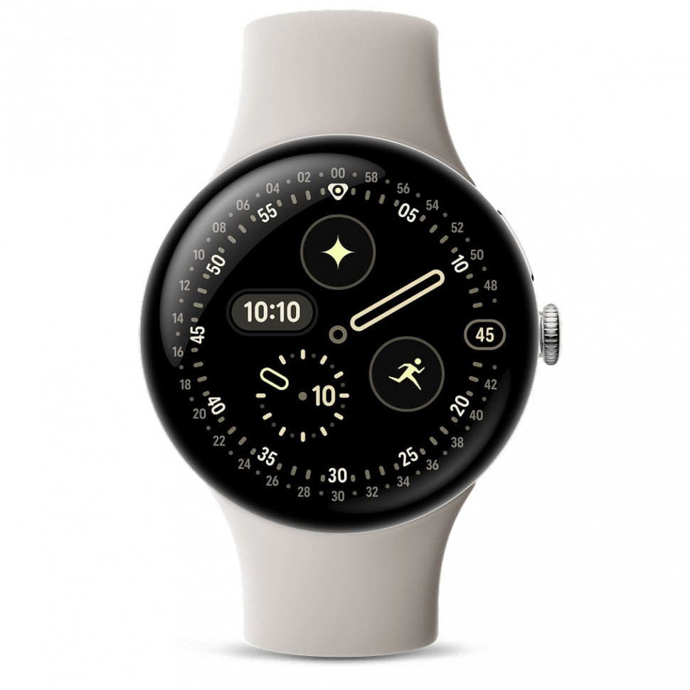 Умные часы Google Pixel Watch 4 45mm Wi-Fi Серебряный/Бежевый (Polished Silver/Porcelain)