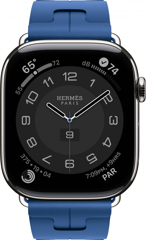 Умные часы Apple Watch Hermes Series 10 46mm Silver Titanium Case with Blue de France Kilim Band
