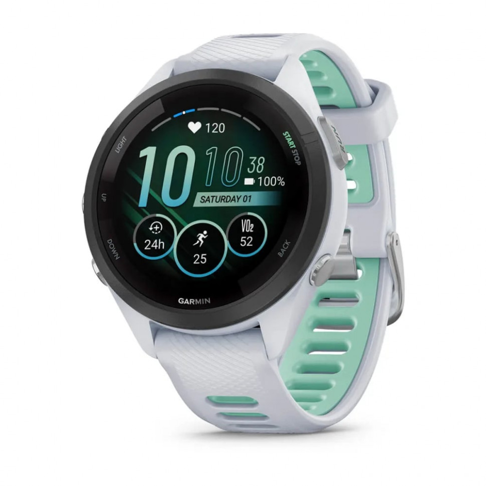 Умные часы Garmin Forerunner 265s 42mm Black Bezel with Whitestone Case and Whitestone/Neo Tropic Silicone Band (010-02810-04)