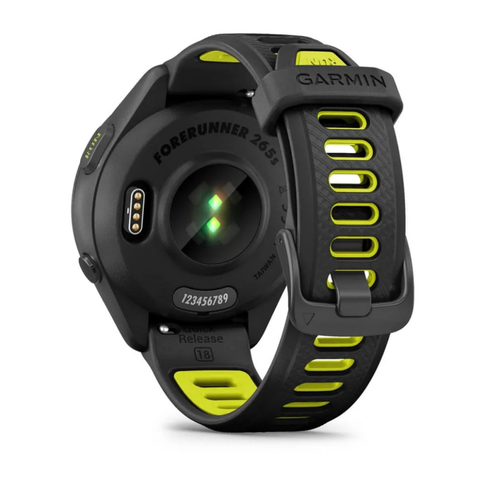 Умные часы Garmin Forerunner 265s 42mm Black Bezel and Case with Black/Amp Yellow Silicone Band (010-02810-03)