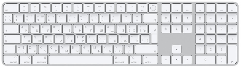 Клавиатура Apple Magic Keyboard with Touch ID and Numeric Keypad Белый (MK2C3)