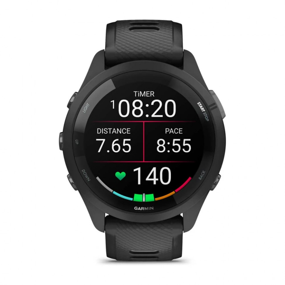 Умные часы Garmin Forerunner 265 46mm Black Bezel and Case with Black/Powder Gray Silicone Band (010-02810-10)