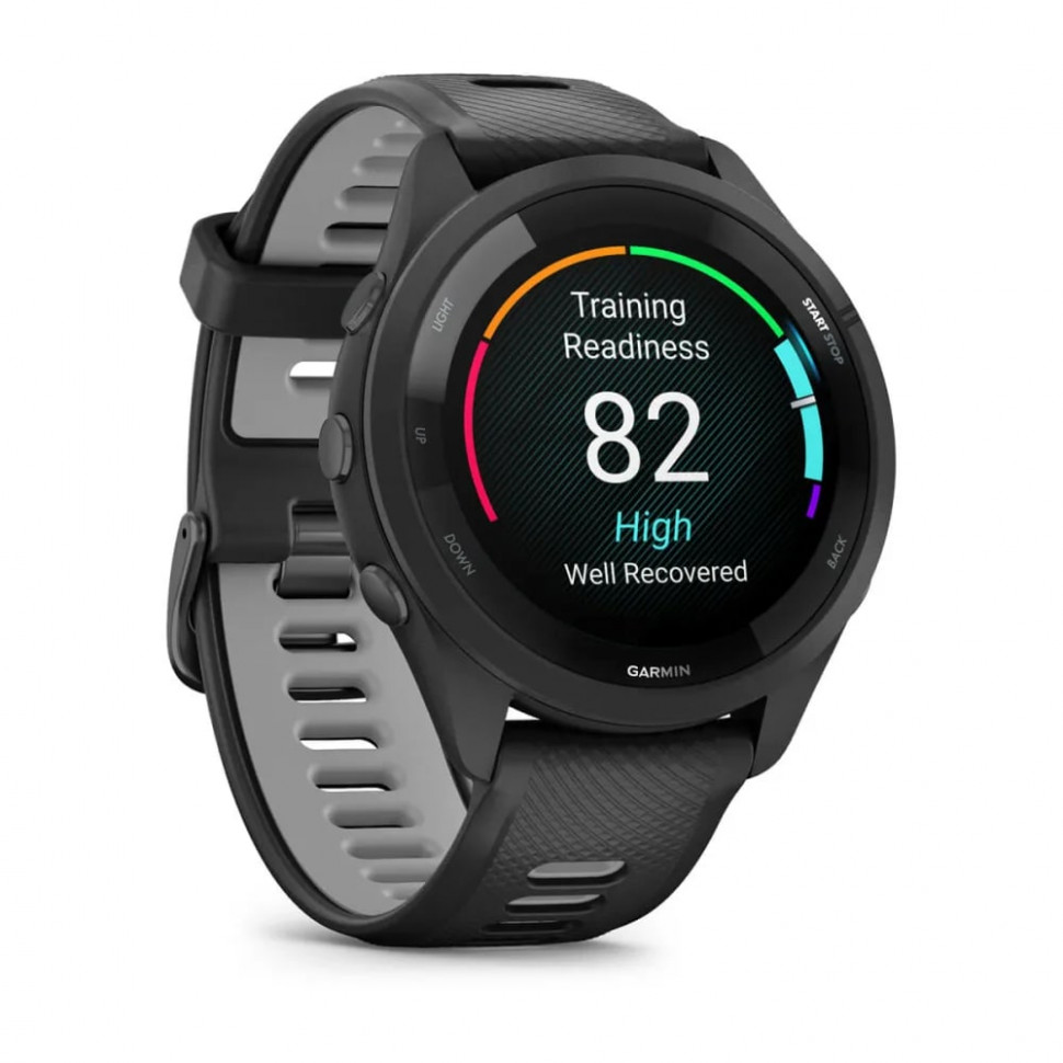 Умные часы Garmin Forerunner 265 46mm Black Bezel and Case with Black/Powder Gray Silicone Band (010-02810-10)