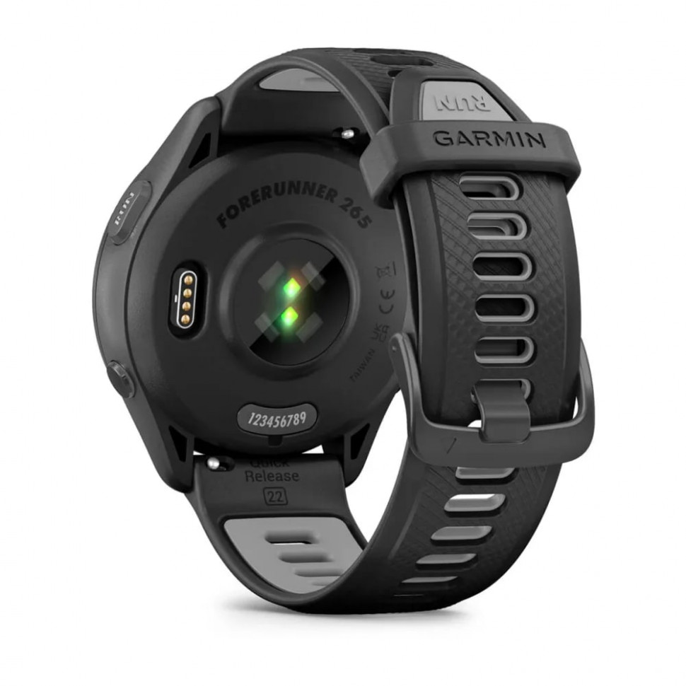 Умные часы Garmin Forerunner 265 46mm Black Bezel and Case with Black/Powder Gray Silicone Band (010-02810-10)