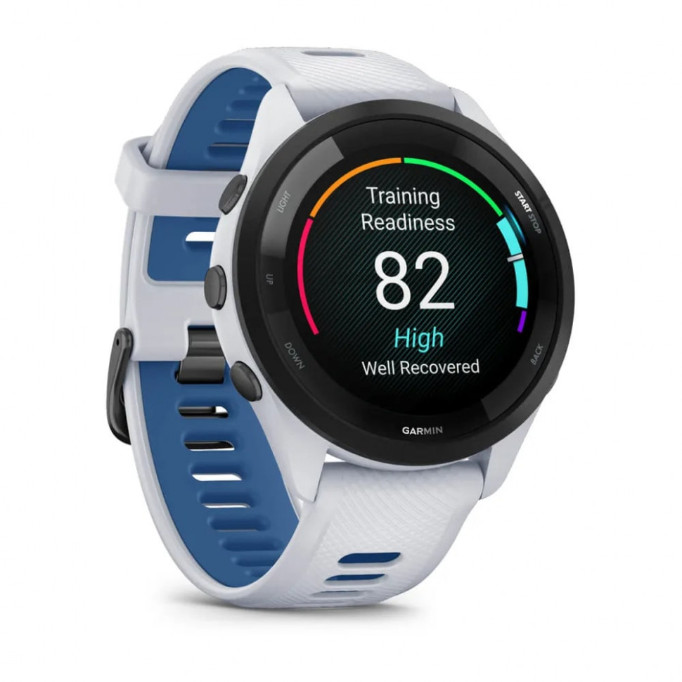 Умные часы Garmin Forerunner 265 46mm Black Bezel with Whitestone Case and Whitestone/Tidal Blue Silicone Band (010-02810-11)