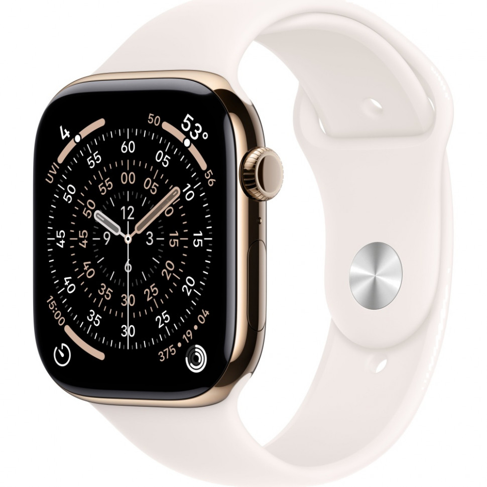 Умные часы Apple Watch Series 11 46mm Gold Titanium Case with Light Blush Sport Band (S/M)