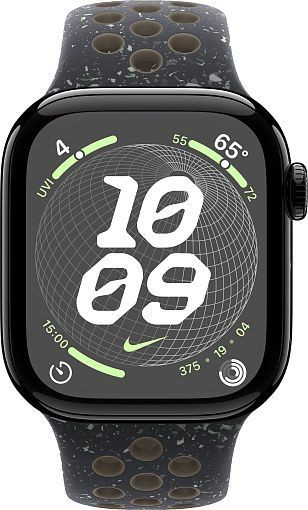 Умные часы Apple Watch Series 10 42mm Jet Black Midnight Aluminum Case with Sky Nike Sport Band (S/M)