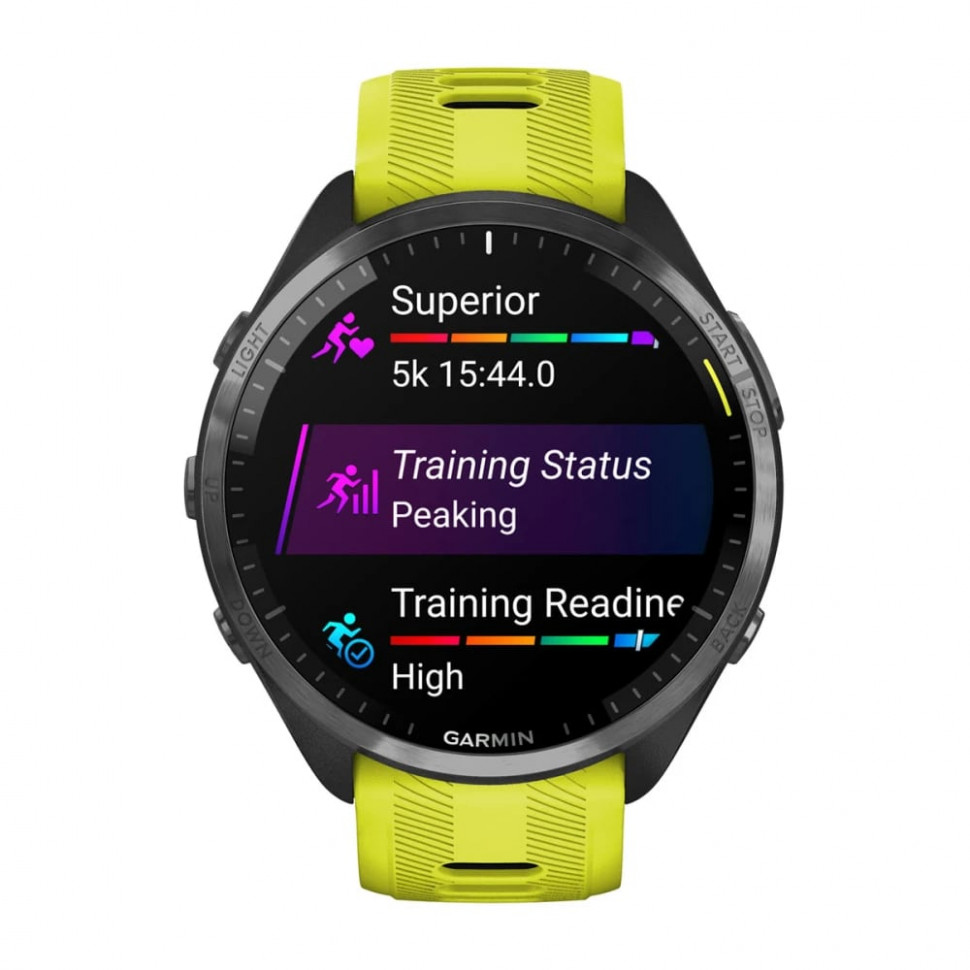 Умные часы Garmin Forerunner 965 Carbon Gray DLC Titanium Bezel with Black Case and Amp Yellow/Black Silicone Band (010-02809-12)