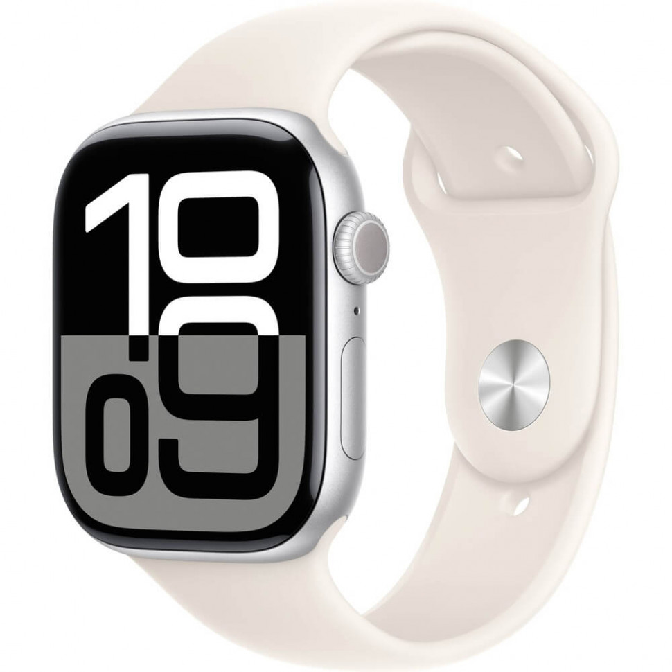 Умные часы Apple Watch Series 10 46mm Silver Aluminum Case with Starlight Sport Band (M/L)