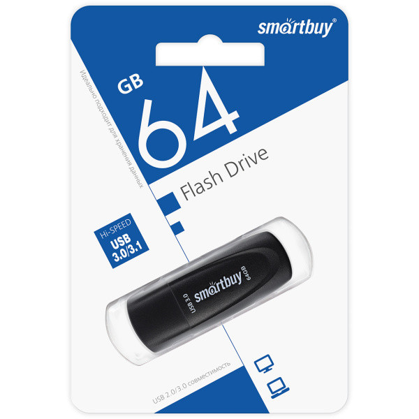 Флеш-накопитель SmartBuy 64GB Scout Black (SB064GB3SCK)