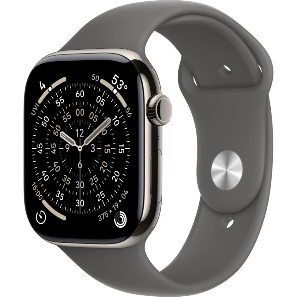 Умные часы Apple Watch Series 11 46mm Natural Titanium Case with Stone Gray Sport Band (M/L)