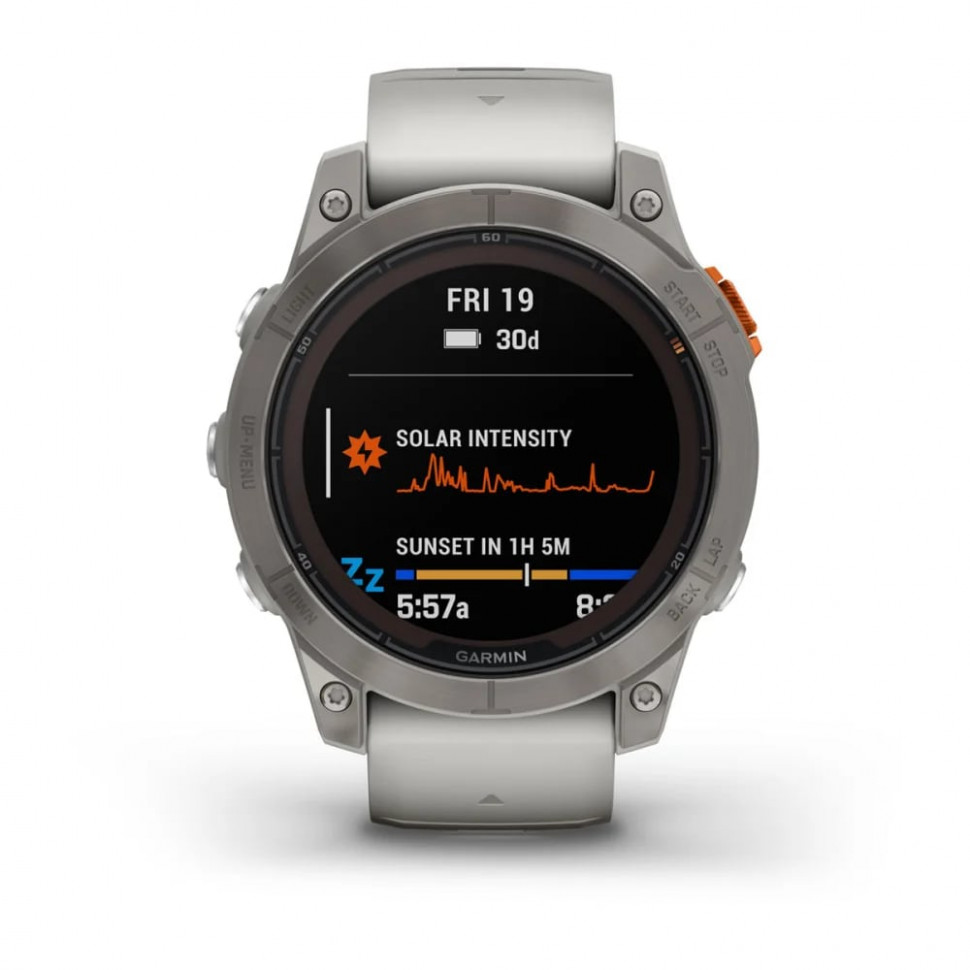 Умные часы Garmin Fenix 7 Pro 47mm SOLAR Sapphire Titanium with Fog Gray/Ember Orange Band (010-02777-21)