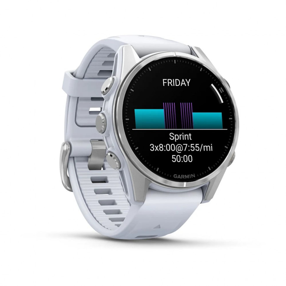 Умные часы Garmin Fenix 8 43mm AMOLED Silver with Whitestone Silicone Band (010-02903-06)