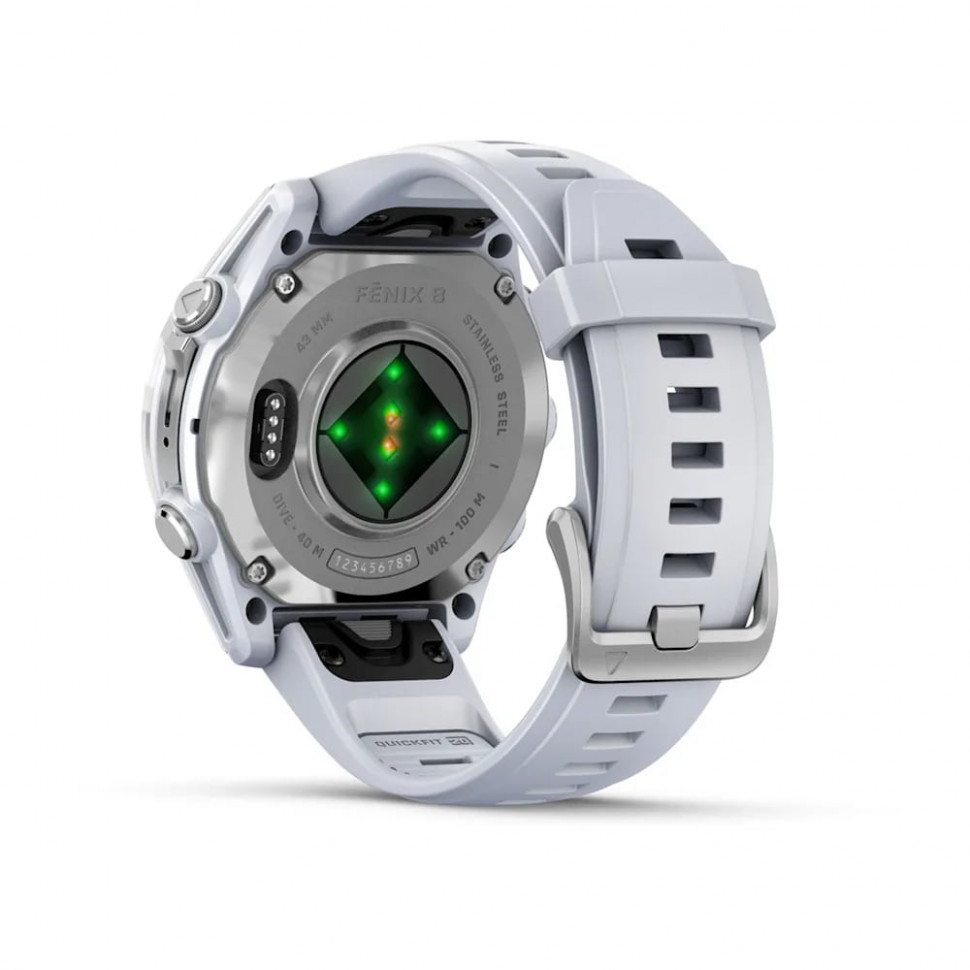 Умные часы Garmin Fenix 8 43mm AMOLED Silver with Whitestone Silicone Band (010-02903-06)