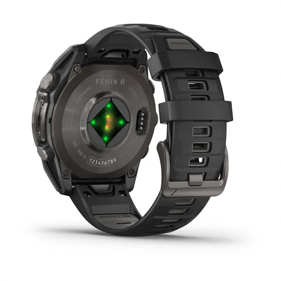 Умные часы Garmin Fenix 8 47mm AMOLED Sapphire Carbon Gray DLC Titanium with Black/Pebble Gray Silicone Band (010-02904-29)