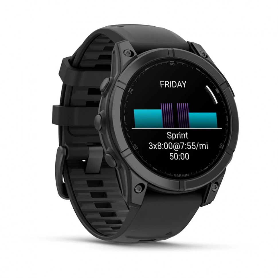Умные часы Garmin Fenix E 47mm AMOLED Slate Gray Steel with Black Silicone Band (010-03025-03)