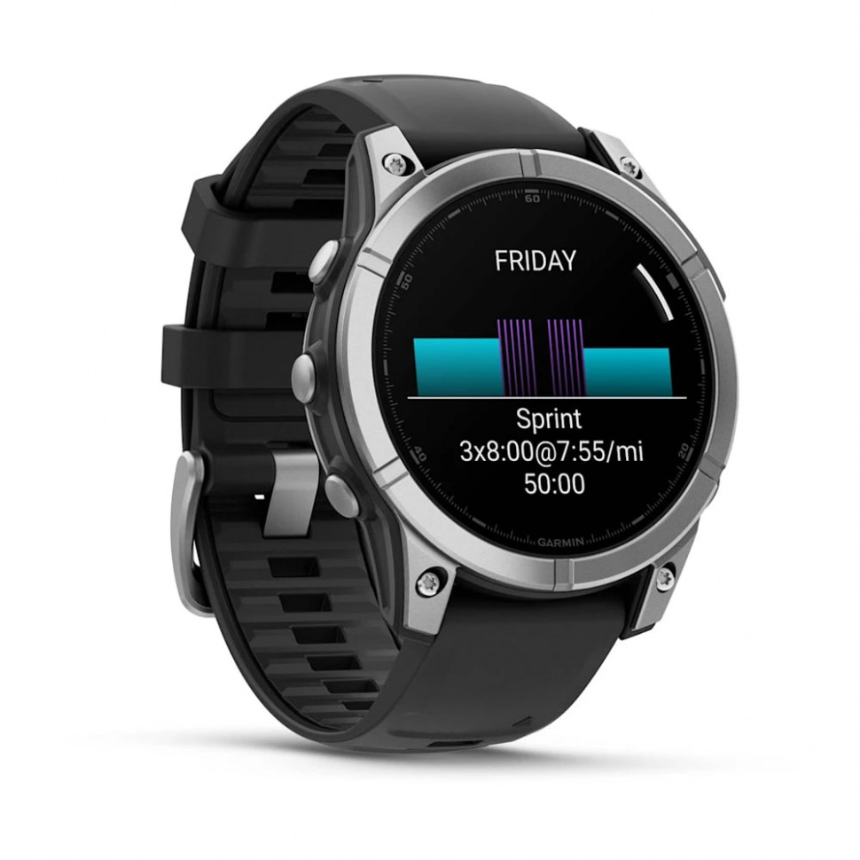 Умные часы Garmin Fenix E 47mm AMOLED Stainless Steel with Black Silicone Band (010-03025-02)