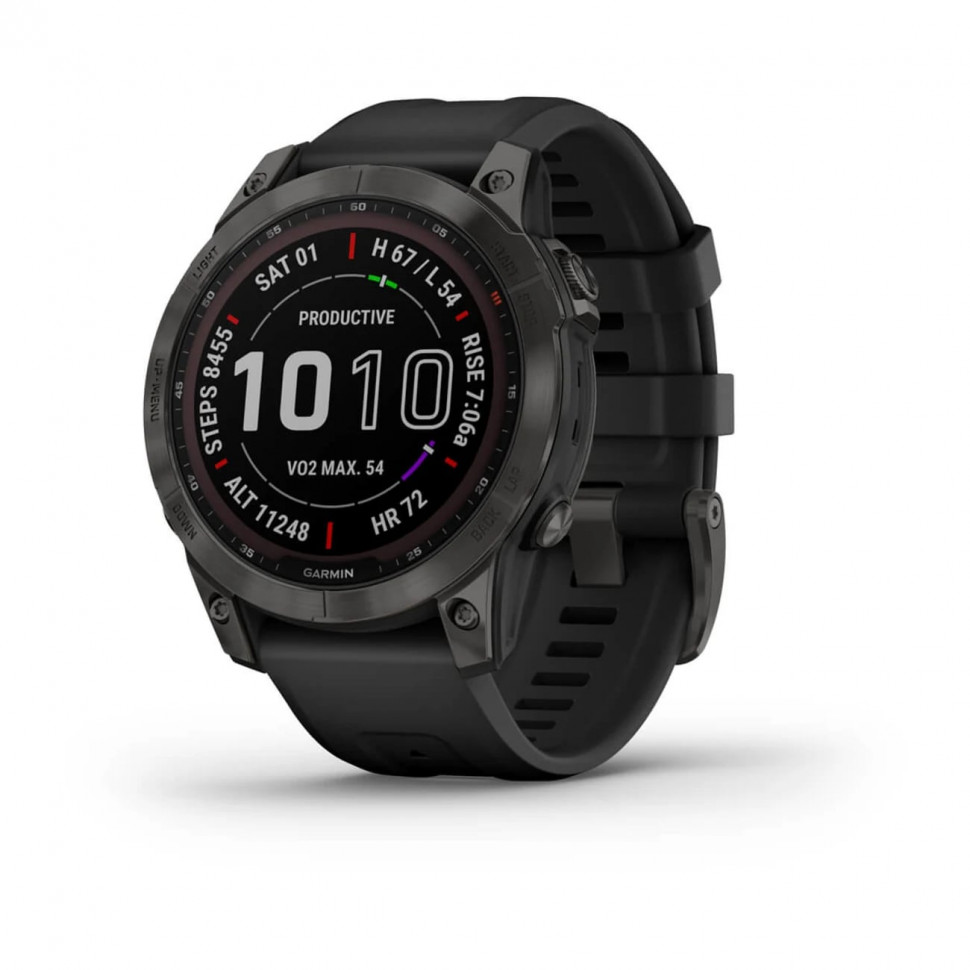 Умные часы Garmin Fenix 7 47mm SOLAR Sapphire Carbon Grey DLC Titanium with Black Band (010-02540-21)