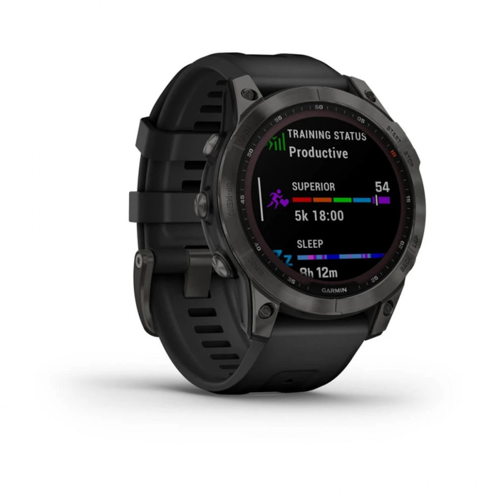 Умные часы Garmin Fenix 7 47mm SOLAR Sapphire Carbon Grey DLC Titanium with Black Band (010-02540-21)