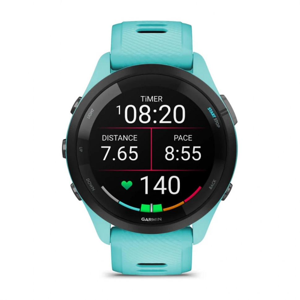 Умные часы Garmin Forerunner 265 46mm Black Bezel with Aqua Case and Aqua/Black Silicone Band (010-02810-12)