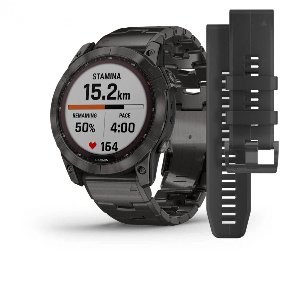 Умные часы Garmin Fenix 7X 51mm SOLAR Sapphire Carbon Grey DLC Titanium with Carbon Grey DLC Vented Titanium Band (010-02541-27)