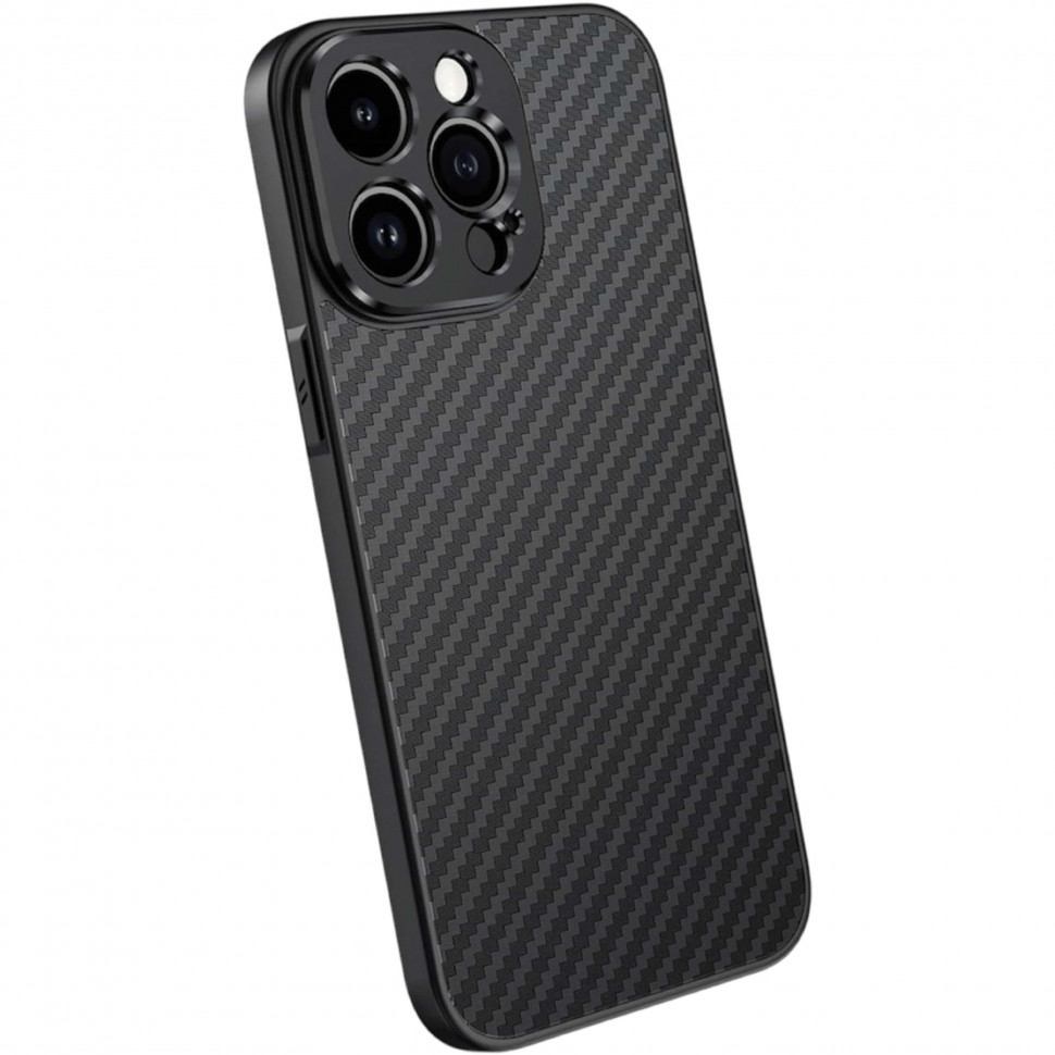Чехол защитный углеродное волокно для iPhone 16 Pro Max Черный