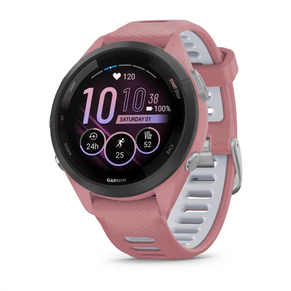 Умные часы Garmin Forerunner 265s 42mm Black Bezel with Light Pink Case and Light Pink/Whitestone Silicone Band (010-02810-05)