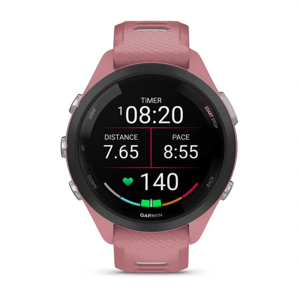 Умные часы Garmin Forerunner 265s 42mm Black Bezel with Light Pink Case and Light Pink/Whitestone Silicone Band (010-02810-05)