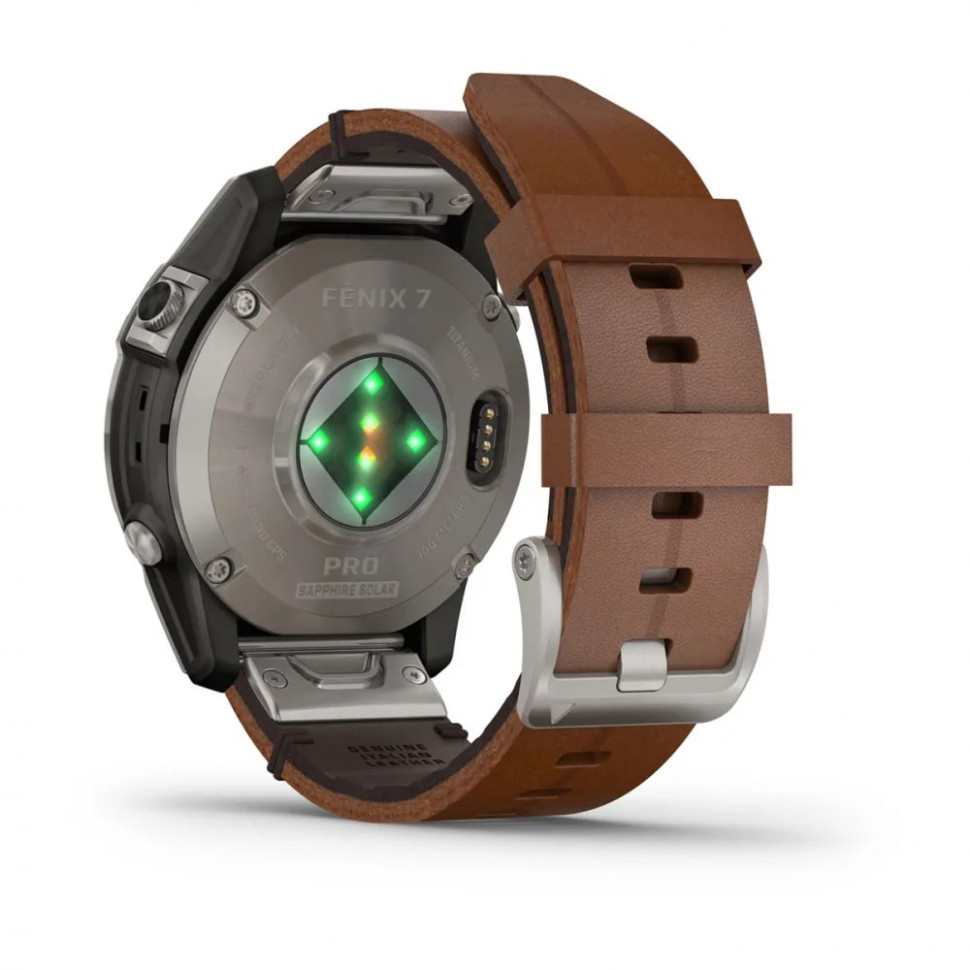 Умные часы Garmin Fenix 7 Pro 47mm SOLAR Sapphire Titanium with Chestnut Leather Band (010-02777-30)